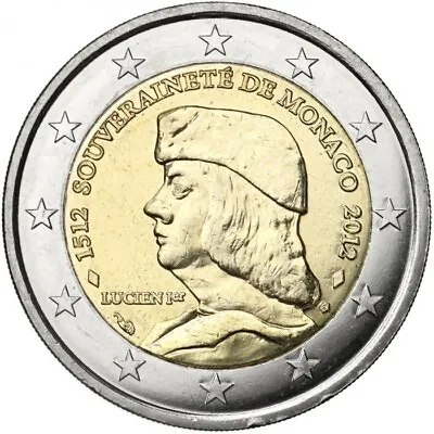 Monaco 2 Euro Coin 2012 UNC Lucien 1er Grimaldi • $99.95