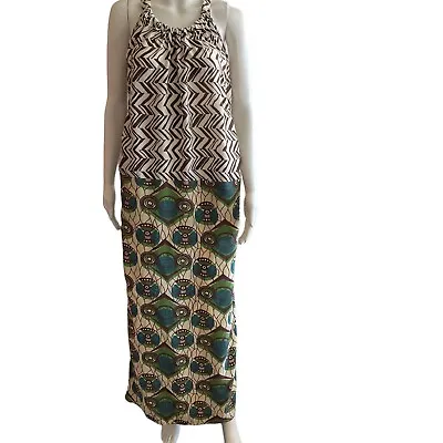 H&M Womens Multicolor Marni Silk Printed Boho Halter Neck Maxi Dress Size Medium • $150