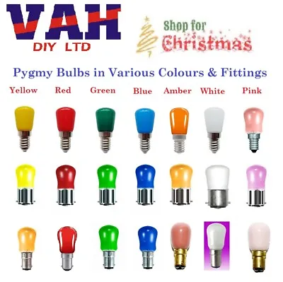 £4.50 • Buy Christmas Coloured Pygmy Lamp 15watt  Crompton  Branded BC. SBC. SES End Caps