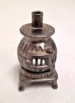 Miniature Pewter PotBelly Wood Stove Door Opens Dollhouse Furniture • $14