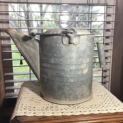 Large Blue Wood Handle Galvanized Watering Can Vintage Farmhouse • $49.99