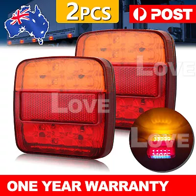 $16.95 • Buy 2x Square Led Stop Indicator Trailer Tail Lights Truck Caravan Lamp Number Light