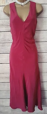 Size 14 Vintage Red Silk Midi Dress Hobbs Marilyn Anselm • £35