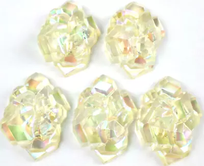 5 Vintage Jonquil AB Faux Lava Rock Kryptonite Cabochons Cabs Finding 45x34mm • $8