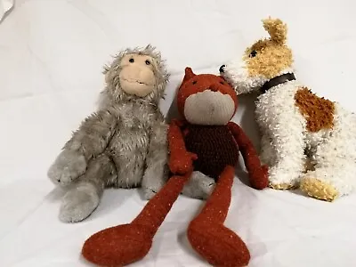 Mixed Lot Of 3 Plush Animals Including Fox Monkey And Dog • £29.99