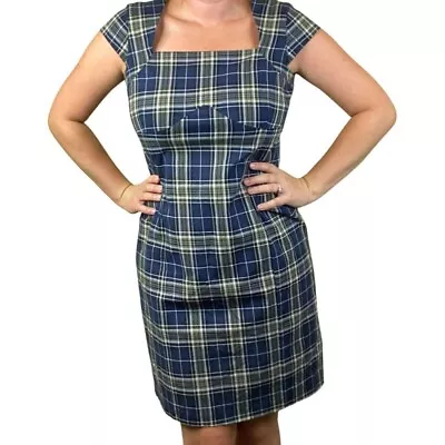 Gorgeous Tartan Style Square Neck Wiggle Dress UK 16 • £13.59