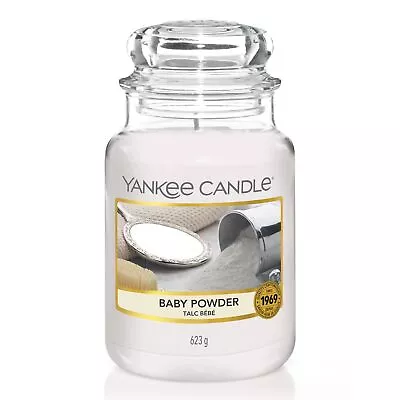 Yankee Candle Scented Large Jar Baby Powder 110-150 Hours 567g 10.7cm X 16.8cm • £26.59