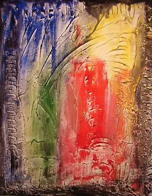 Modernist ABSTRACT IMPASTO PAINTING TEXTURE Expressionist ART RAINBOW FOLTZ  • $48