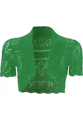 New Womens Crochet Knitted Short Sleeve Shrug Cardigan Bolero Top Plus S-4XL • £9.99