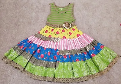 Mustard Pie Little Girl Tiered Ruffle Dress Size 4/5 • $19.99