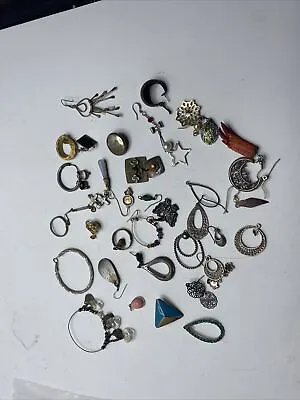 Metal Detector Finds Lot Silver Jewelry Rings Earrings Pins Over 30 Items MK • $29.99