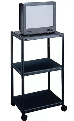 Quartet Metal Rolling 3 Shelf Audio Visual Cart Adjustable Height AV QRT88254 • $199