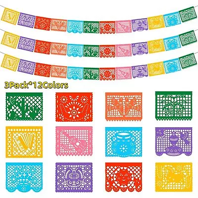 3 Packs 22 Ft Mexican Party Banners Large Plastic Papel Picado Banner Mexican • $13.68