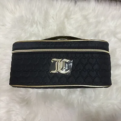 Juicy Couture Travel Makeup Vanity Bag Black Gold Rhinestones New • $44.99