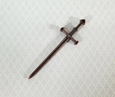 Miniature 2 Handed Sword Metal With Bronze Finish 1:12 Scale Weapon 8 Cm • $3.49