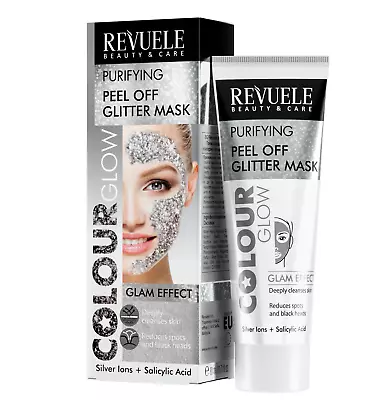 Revuele Colour Glow Purifying Peel Off Glitter Face Mask Glam Effect SILVER 80ml • £9.99