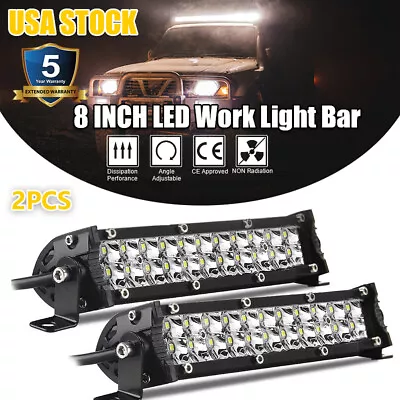 2x 8 Inch LED Light Bar Flood Spot Combo For Jeep Offroad Driving Truck SUV 4WD • $19.99