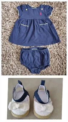 £15 • Buy Baby Girl Summer Bundle 0-3 Months Ralph Lauren Dress & Debenhams Shoes 