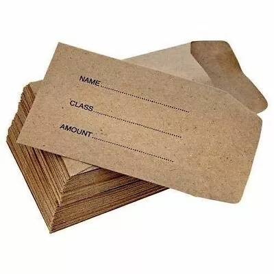 Brown School Printed Self Seal Dinner Money Envelopes 102 X 62mm (Pack Of 300) • £7.90