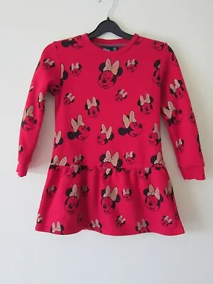 Disney Christmas Jumper Dress Minnie Mouse Girls Kids Age 7 8 Years Primark Gold • £9.99