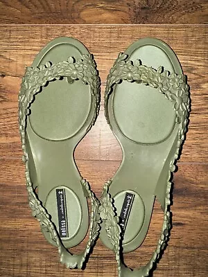 Melissa + Isabela * Capeto Sz 6 US Flower Flats Jelly Sandals Green • $25