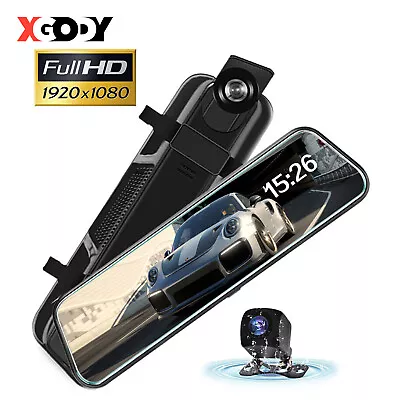 XGODY 1080P Dash Cam 10  Rear View Camera Car DVR Cam Reversing Mirror Recorder • $52.09