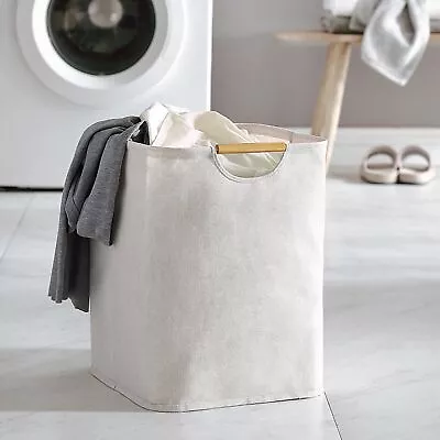 Laundry Basket Collapsible Laundry Hamper With Wooden Handle Large GDB • $35.76