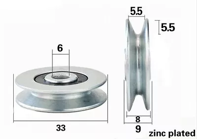 6mm Bore Bearing With 33mm  Pulley V Groove Track Roller Bearing 6x33x8mm • $23.85