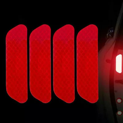 4Pcs Reflective Red Car Door Strips Stickers Safety Warning Tape Car Accessories • £2.39