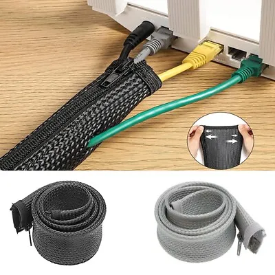 Cable Tidy PC TV Wire Organising Wrap Weave Office Home Cable Binding Tidy Leads • £5.98