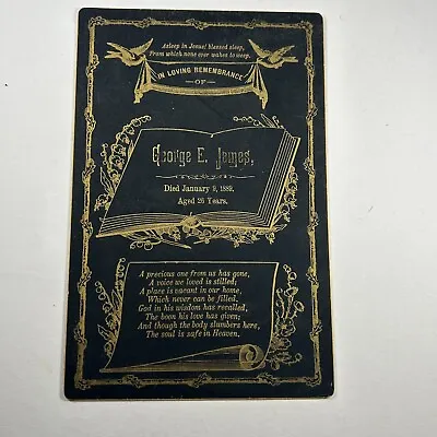 Funeral Remembrance Cabinet Card George E James Died 1889 Mortuary Card Morbid • $19.99