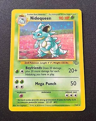 Nidoqueen Holo 7/64 Jungle Base Unlimited Pokémon TCG WOTC Cards ENG LP Vintage • $9.99