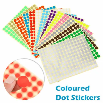 £0.99 • Buy ANY SIZE Coloured Dot Stickers Round Spot Circles Dots Paper Labels *14 COLOURS