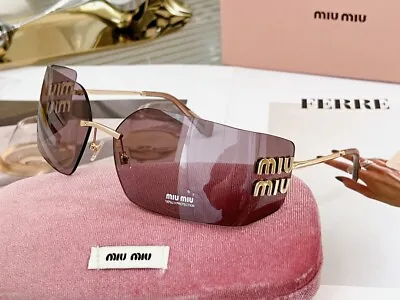 New Women's Sunglasses Miu Miu MU 54YS Gold Purple Wrap Super Cool Sunglasses • $209.99