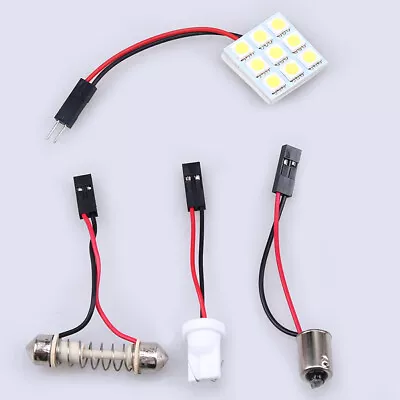 12V White T10 BA9S 9 SMD 5050 LED Festoon Dome Panel Lights Bulbs W/Adapters • $6.29