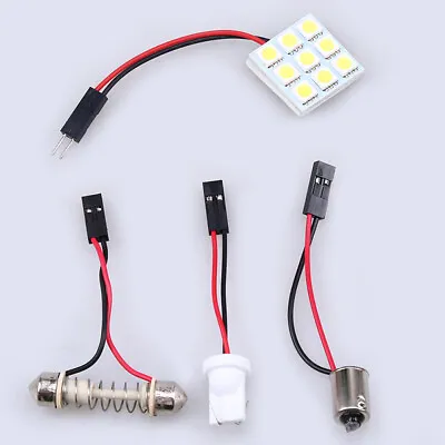 1PC White T10 BA9S 9-SMD 5050 LED Festoon Dome Panel Light Bulbs W/ Adapters 12V • $7.19