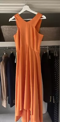 Karen Millen Orange Orange Dress 10  Asymmetrical Hem Line  Worn Once • £35