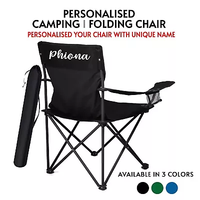 Personalised Portable Outdoor Folding Camping Chairs Lightweight Garden Chair • £16.99