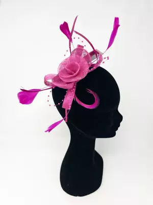 Magenta Pink Flower Beaded Hairband Fascinator • £15