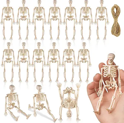 16 Pcs Halloween Mini Skeleton Figurine Decoration6”Halloween Posable Skeleton  • $14.11