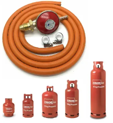 Propane Screw In LPG Regulator With 2m Hose & 2 Clips BBQ Calor Flogas 37mbar • £16.99