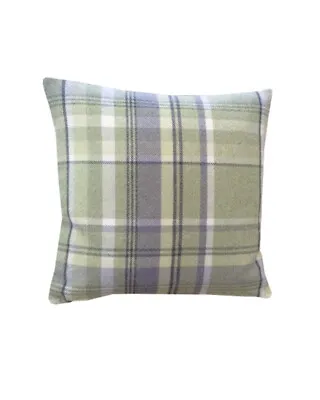 Skye Sage Green Tartan Check Tweed Decorative Scatter Cushion Cover • £13.49