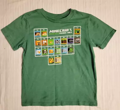 Boys Minecraft Shirt Small Green Periodic Table Zombie Creeper Dog Short Sleeve  • $9.93