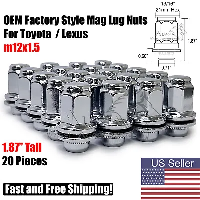 20 Chrome OEM Factory Style 12x1.5 Mag Lug Nuts 1.87  Long For Toyota Supra MR2 • $28.95