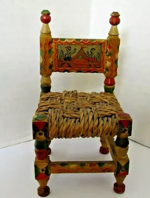 Custom Mini RENAISSANCE FAIRE Style Hand-painted CHAIR Woven Seat - AMAZING! • $42