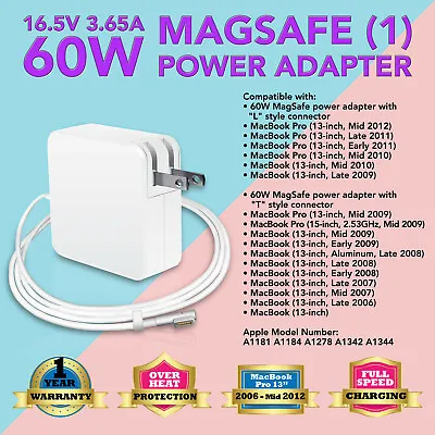 60W For Apple MacBook Pro 13  AC Power Adapter Charger A1344 A1184 A1278 A1330 • $13.96