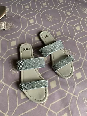 Lady’s Sandals Size UK 5 👡(Faith)Rhinestones Silver Worn Once • £4.50