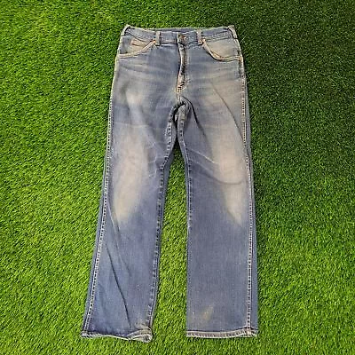 Vintage 70s LEE Riders Straight Jeans 32x31 Whiskered Faded-Thigh TALON USA • $126.45