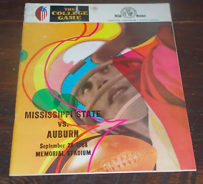 1968 Mississippi State University Bulldogs Vs Auburn Football Game Program • $12