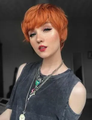 Short Orange Straight Pixie Cut Synthetic High Temperature Wig Cos Christmas New • $16.99